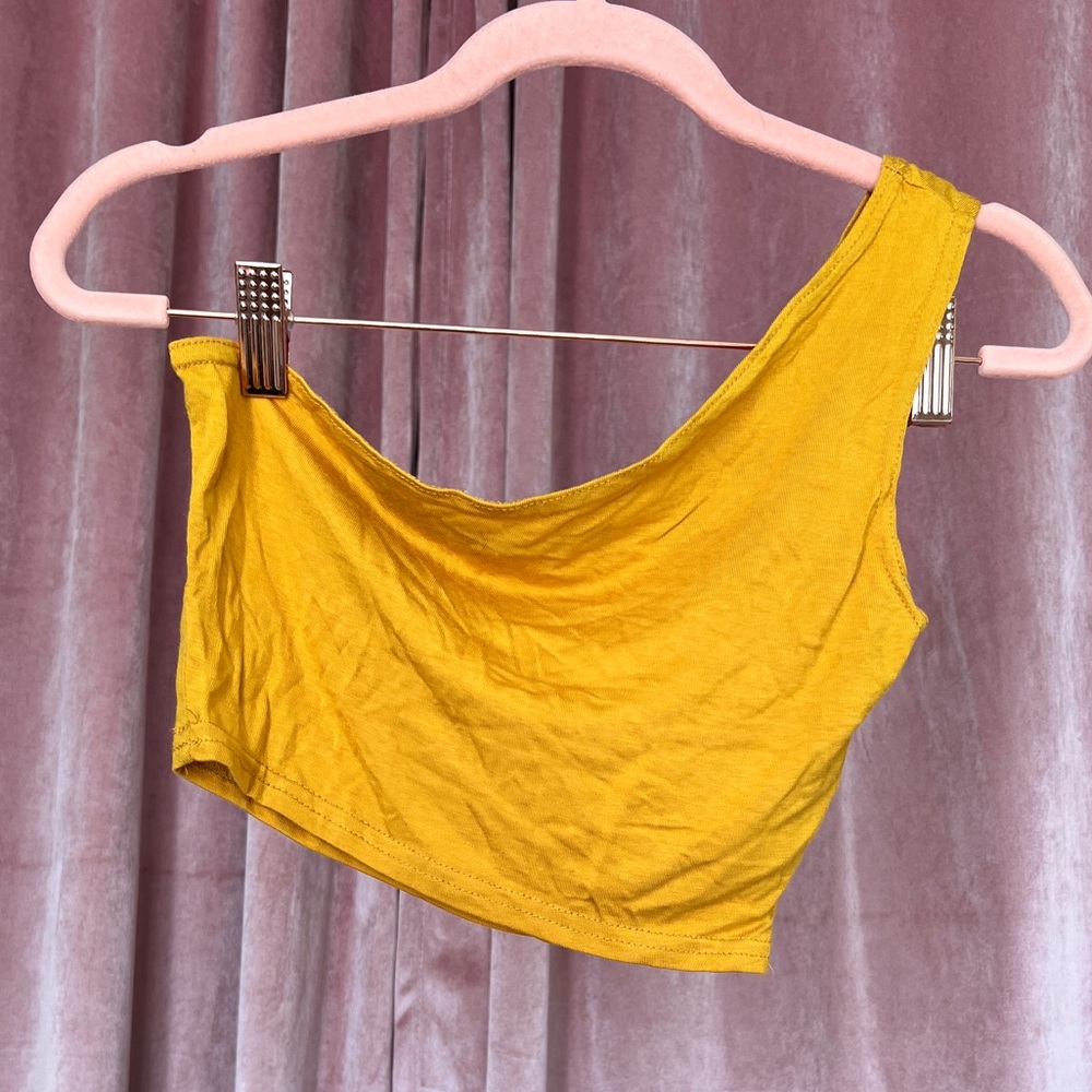 Yellow One Shoulder Crop Top